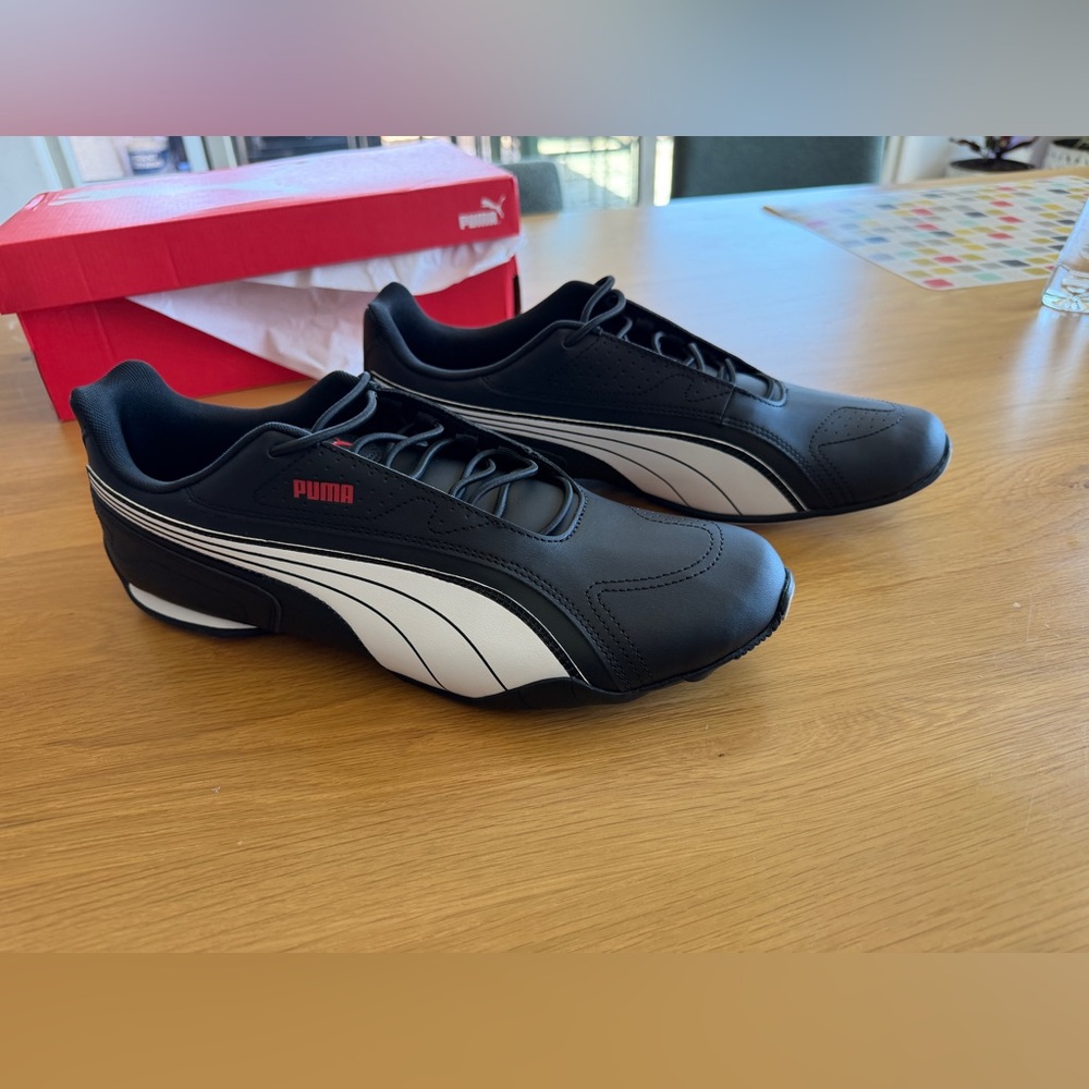 Puma Men’s Redon Bungee Black & White Slip-On Sneakers - Picture 3 of 10